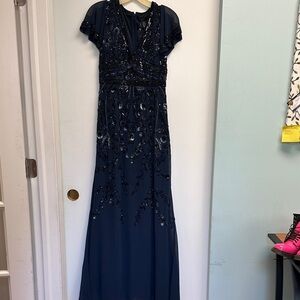 H&M Navy Blue Maxi Dress with Beaded Detail